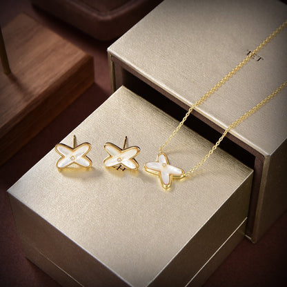 [Stars Jewelry]JEUX DE WHITE MOP GOLD DIAMOND EARRINGS