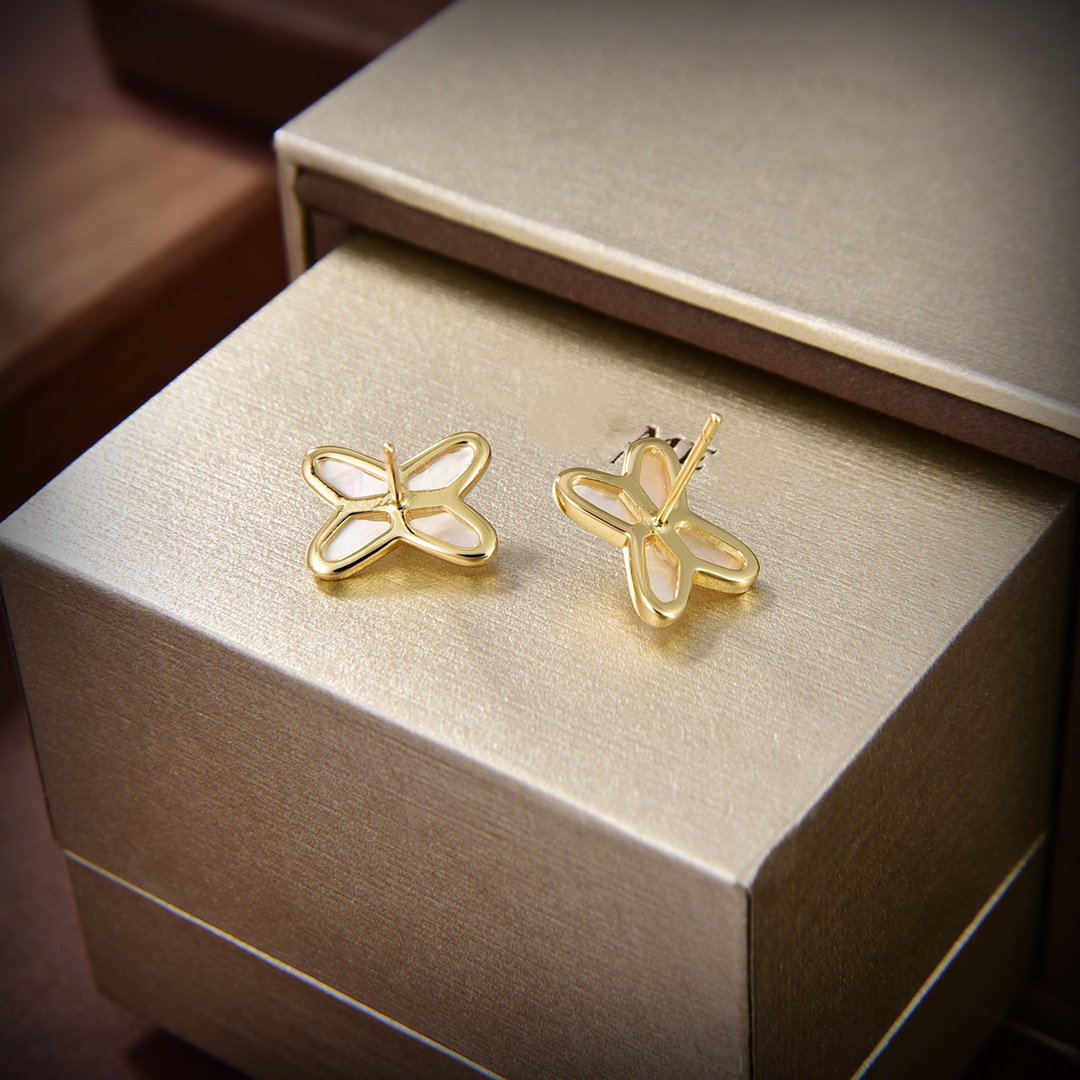 [Stars Jewelry]JEUX DE WHITE MOP GOLD DIAMOND EARRINGS