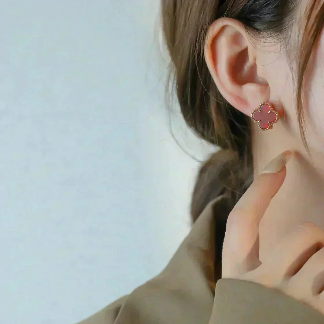 [Stars Jewelry]CLOVER MEDIUM 1 MOTIFS CARNELIAN  EARRINGS