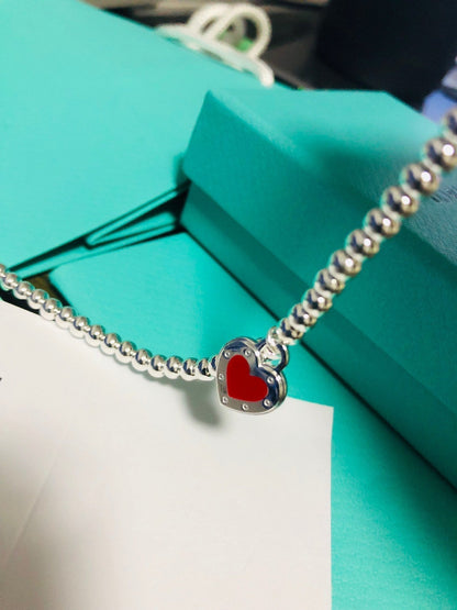 [Stellar jewels]LOVE TIFFANY RED HEART TAG BEAD BRACELET