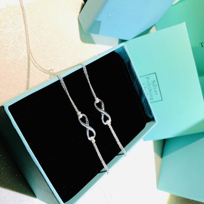 [Stellar jewels]SILVER INFINITY DOUBLE CHAIN NECKLACE