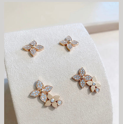 [Stars Jewelry]STAR BLOSSOM STUD EARRINGS PINK GOLD DIAMONDS