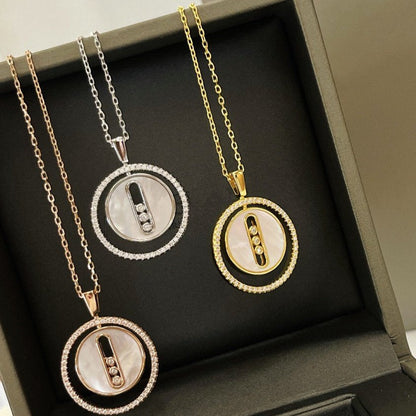 [Stars Jewelry]LUCKY MOVE MM NACRE BLANCHE DIAMOND NECKLACE