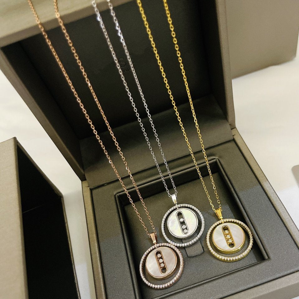 [Stars Jewelry]LUCKY MOVE MM NACRE BLANCHE DIAMOND NECKLACE