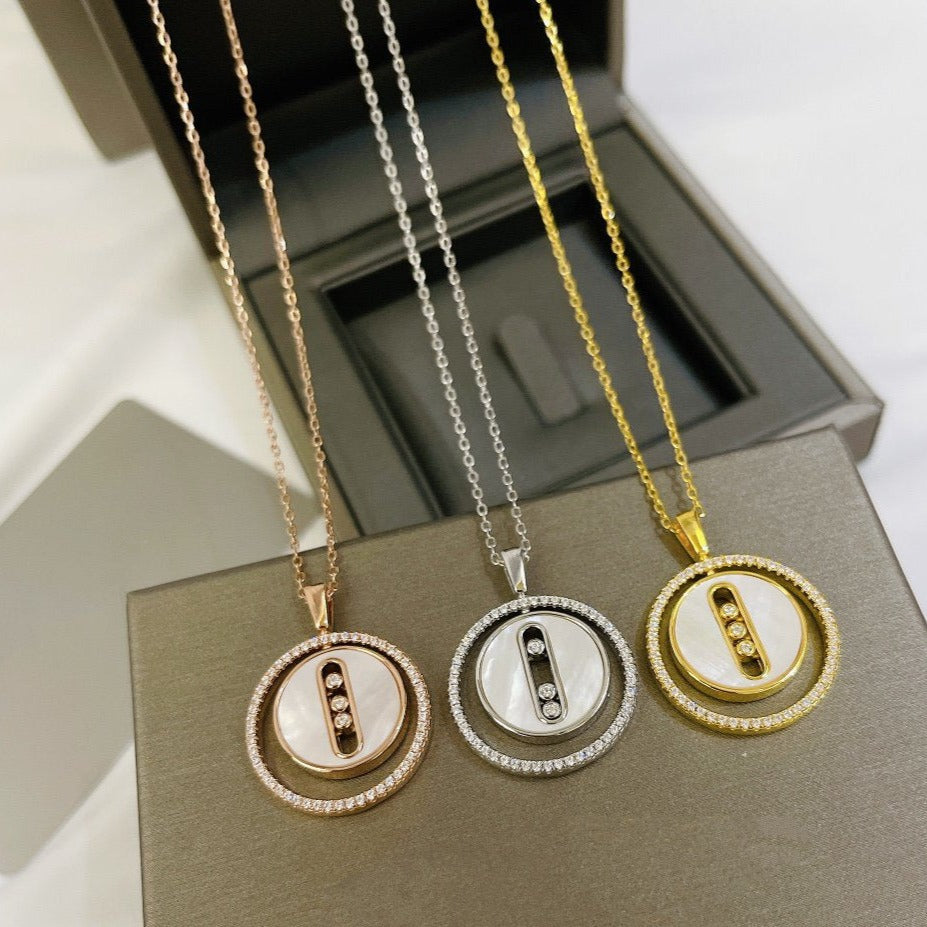 [Stars Jewelry]LUCKY MOVE MM NACRE BLANCHE DIAMOND NECKLACE