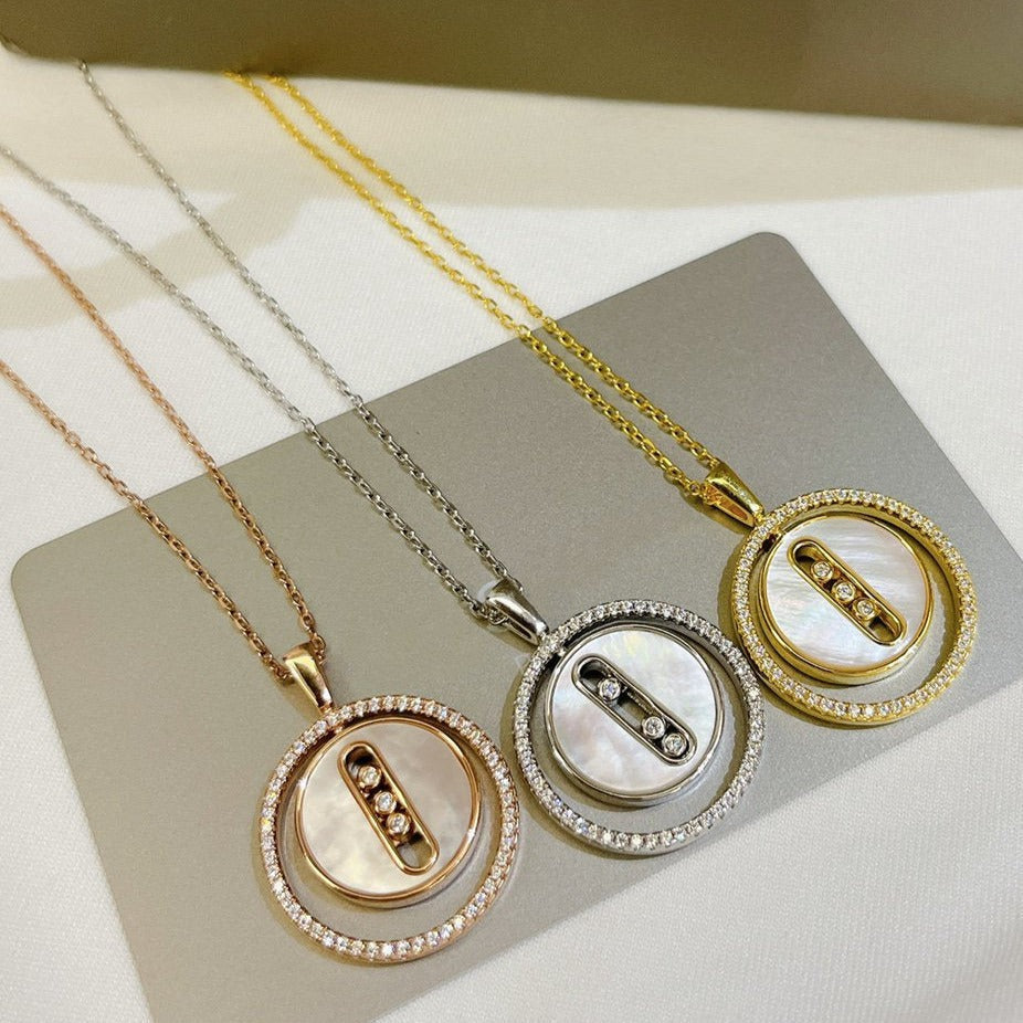 [Stars Jewelry]LUCKY MOVE MM NACRE BLANCHE DIAMOND NECKLACE