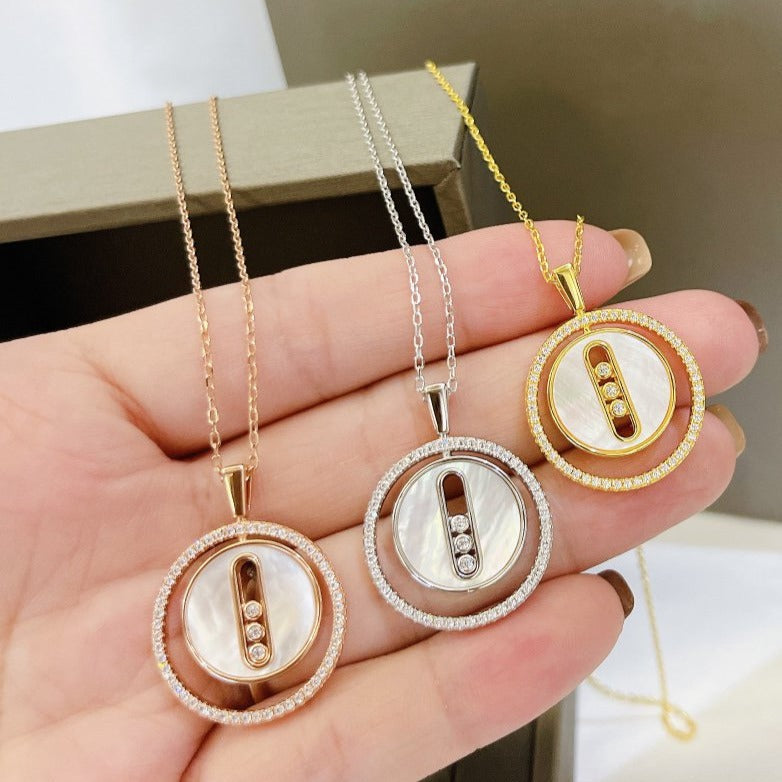 [Stars Jewelry]LUCKY MOVE MM NACRE BLANCHE DIAMOND NECKLACE