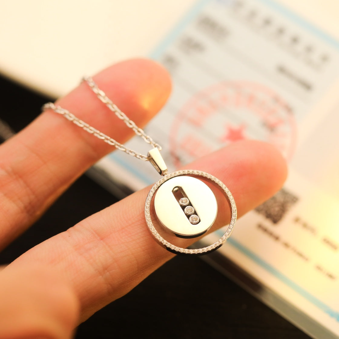 [Stars Jewelry]LUCKY MOVE MM SILVER DIAMOND NECKLACE