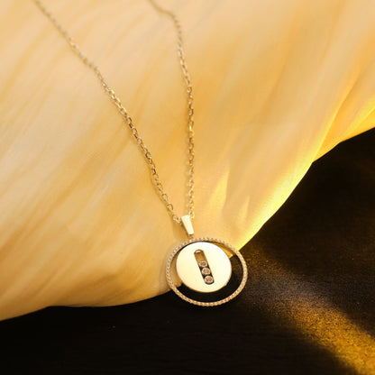 [Stars Jewelry]LUCKY MOVE MM SILVER DIAMOND NECKLACE