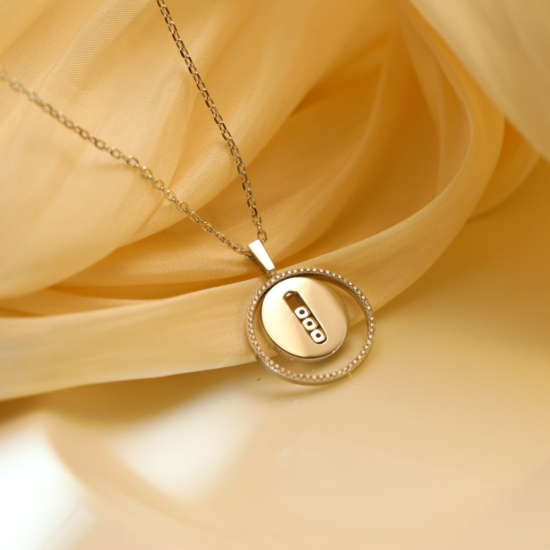 [Stars Jewelry]LUCKY MOVE MM SILVER DIAMOND NECKLACE