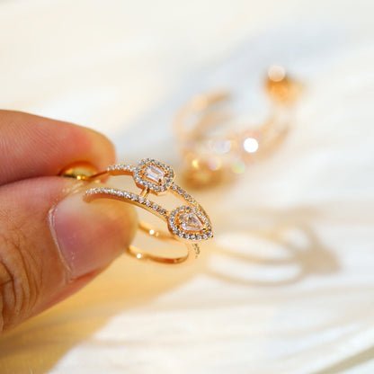 [Stars Jewelry]CREOLES MY TWIN 2 RANGS SILVER DIAMOND EARRINGS
