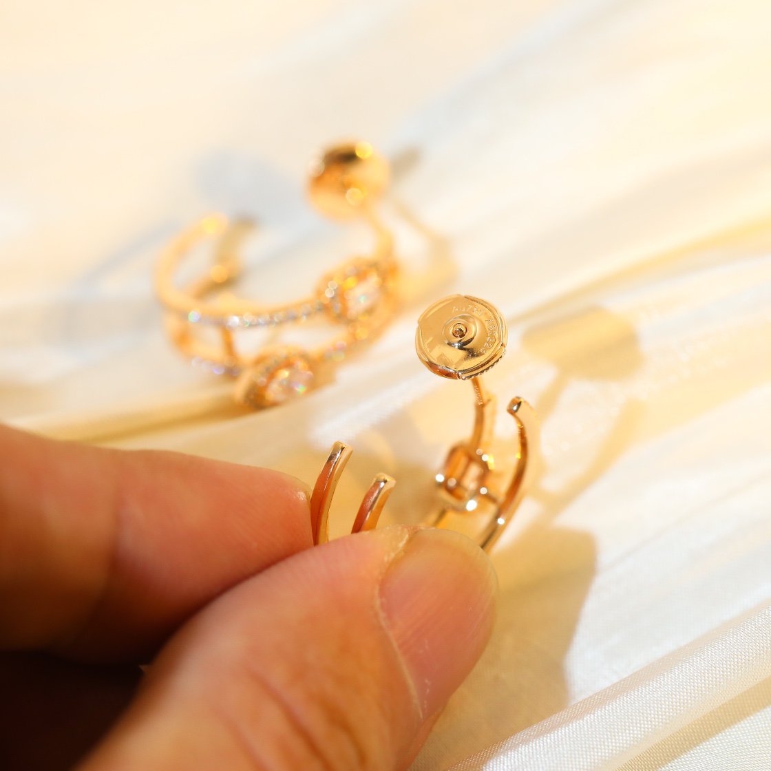 [Stars Jewelry]CREOLES MY TWIN 2 RANGS SILVER DIAMOND EARRINGS
