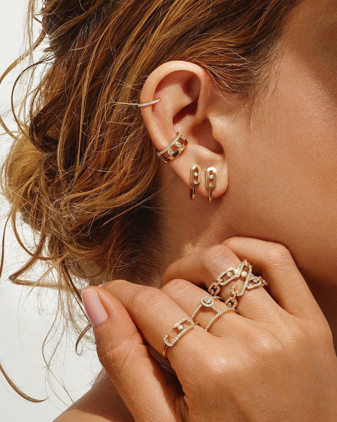 [Stars Jewelry]CREOLES MOVE UNO MINI 1 DIAMOND EARRINGS