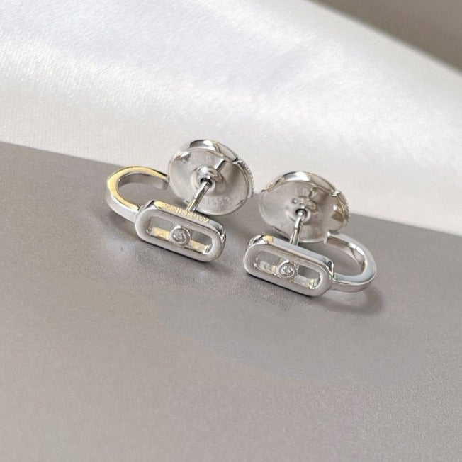 [Stars Jewelry]CREOLES MOVE UNO MINI 1 DIAMOND EARRINGS
