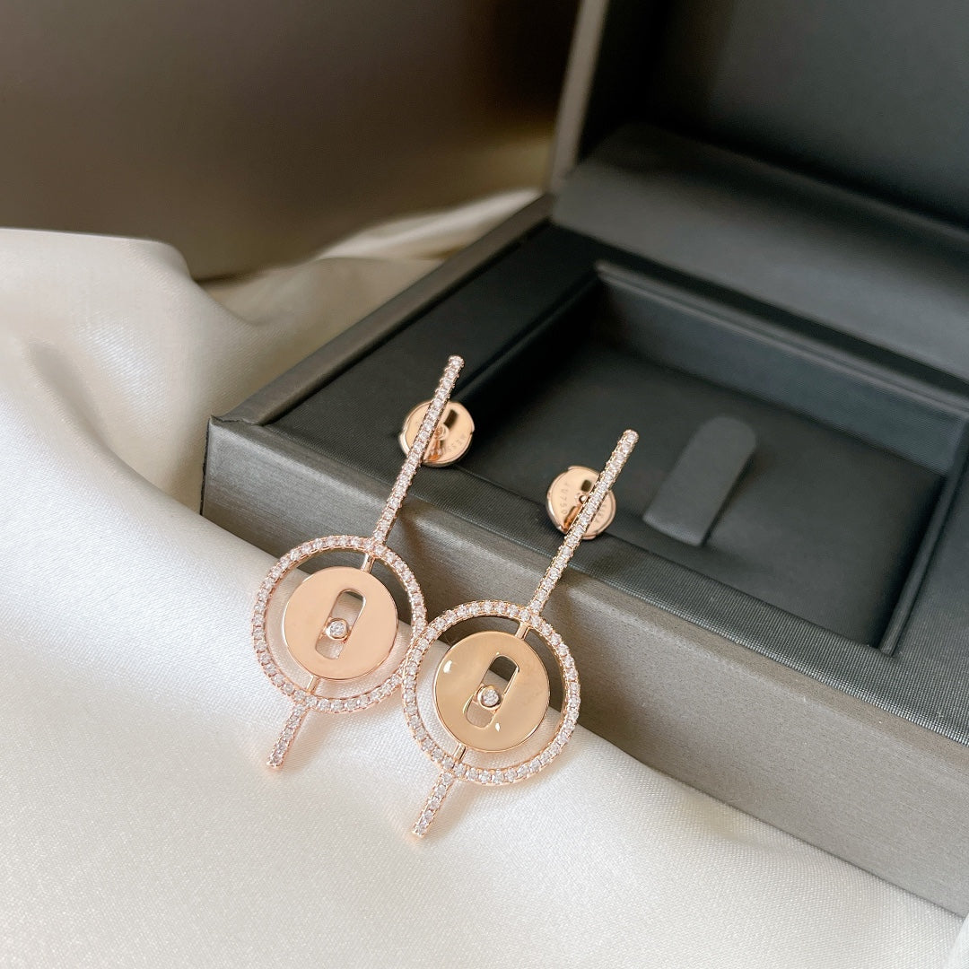 [Stars Jewelry]LUCKY MOVE ARROW PINK GOLD DIAMOND EARRINGS
