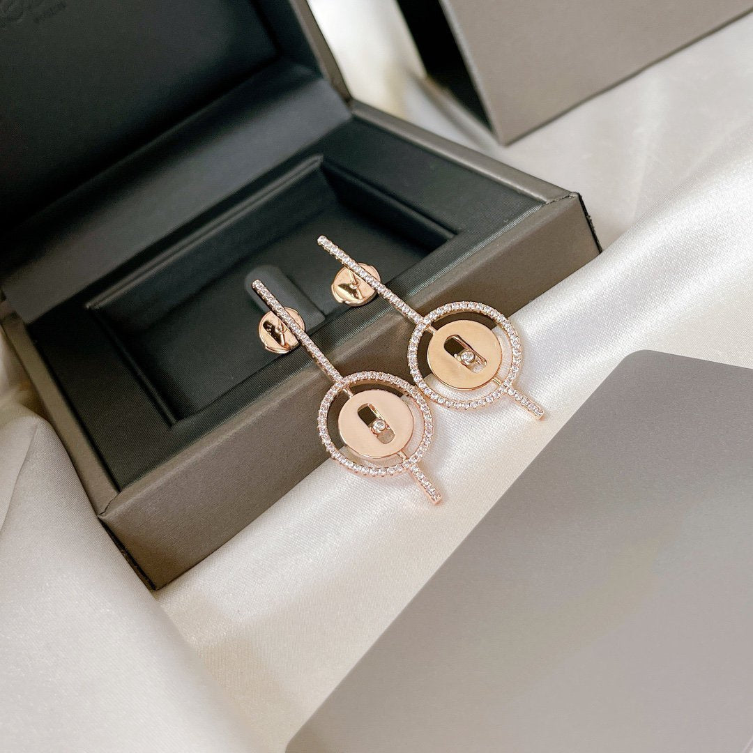 [Stars Jewelry]LUCKY MOVE ARROW PINK GOLD DIAMOND EARRINGS