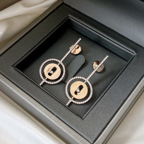 [Stars Jewelry]LUCKY MOVE ARROW PINK GOLD DIAMOND EARRINGS