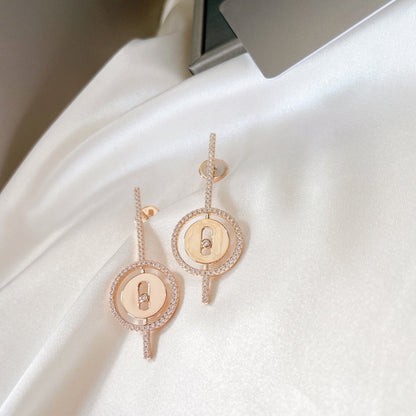 [Stars Jewelry]LUCKY MOVE ARROW PINK GOLD DIAMOND EARRINGS