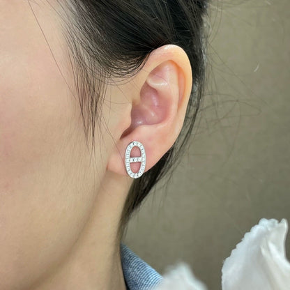 [Stars Jewelry]HM FULL DIAMOND PIG NOSE STUD EARRINGS