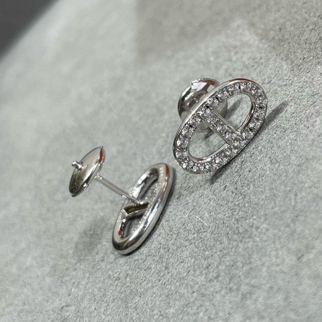 [Stars Jewelry]HM FULL DIAMOND PIG NOSE STUD EARRINGS
