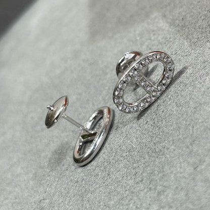 [Stars Jewelry]HM FULL DIAMOND PIG NOSE STUD EARRINGS