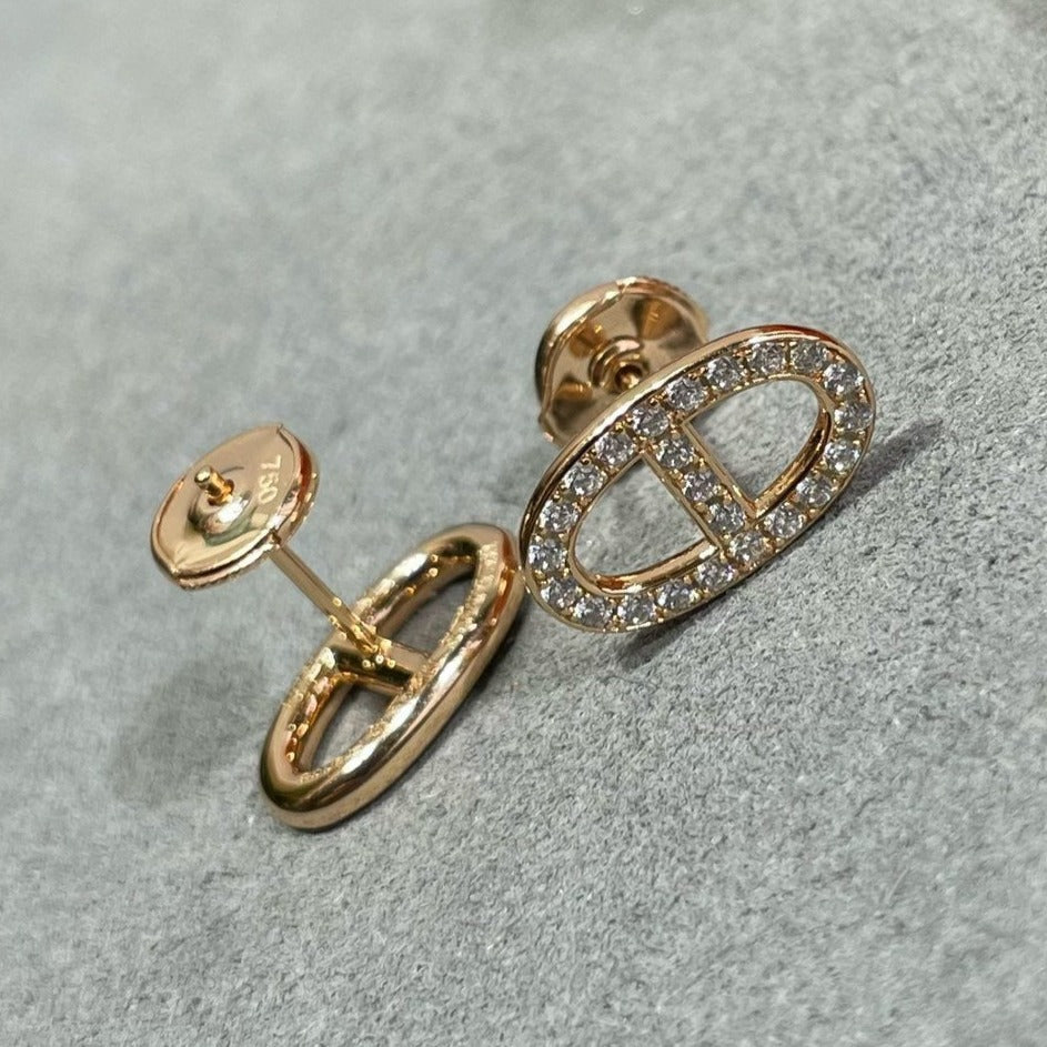 [Stars Jewelry]HM FULL DIAMOND PIG NOSE STUD EARRINGS