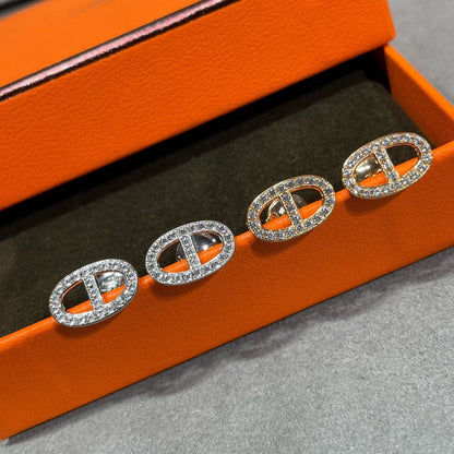 [Stars Jewelry]HM FULL DIAMOND PIG NOSE STUD EARRINGS