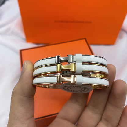 [Stars Jewelry]CLASSIC HM CLIC WHITE 8MM ENAMEL BRACELET