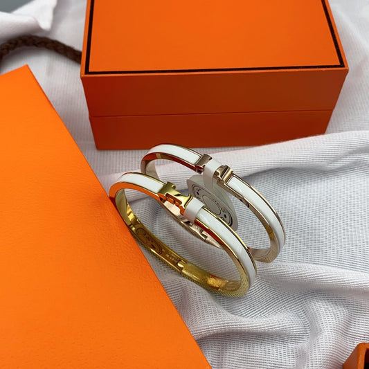 [Stars Jewelry]CLASSIC HM CLIC WHITE 8MM ENAMEL BRACELET