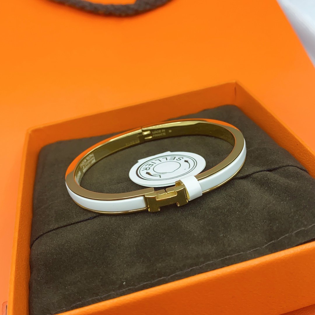 [Stars Jewelry]CLASSIC HM CLIC WHITE 8MM ENAMEL BRACELET