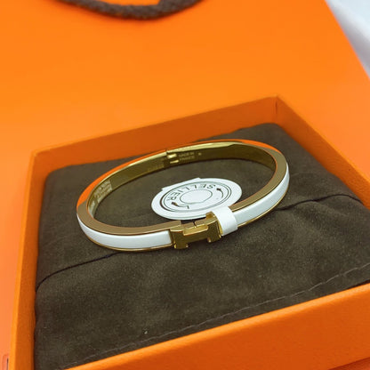 [Stars Jewelry]CLASSIC HM CLIC WHITE 8MM ENAMEL BRACELET