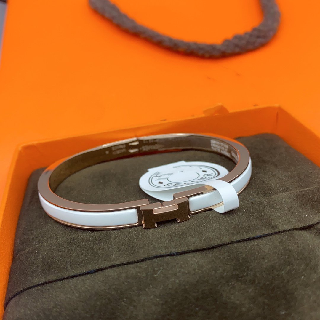 [Stars Jewelry]CLASSIC HM CLIC WHITE 8MM ENAMEL BRACELET