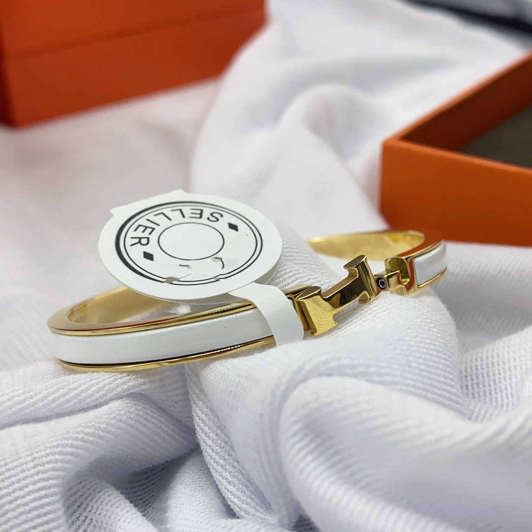 [Stars Jewelry]CLASSIC HM CLIC WHITE 8MM ENAMEL BRACELET