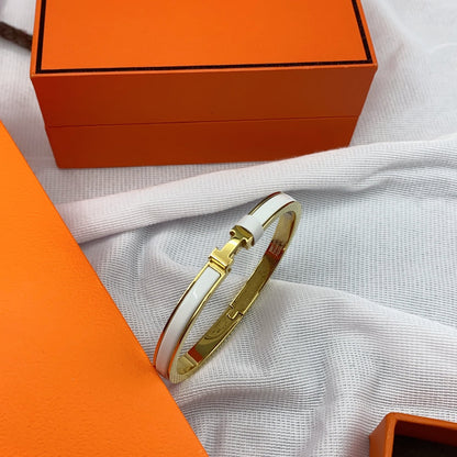[Stars Jewelry]CLASSIC HM CLIC WHITE 8MM ENAMEL BRACELET