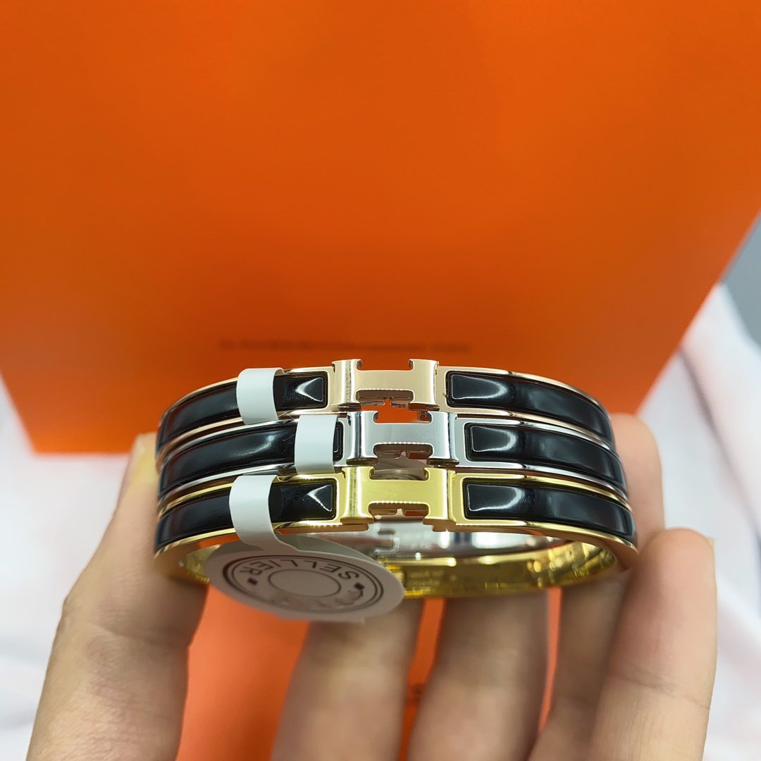 [Stars Jewelry]CLASSIC HM CLIC BLACK 8MM ENAMEL BRACELET