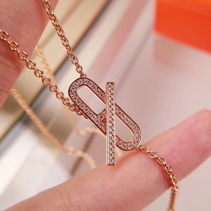 [Stars Jewelry]HM FIRE PIG NOSE NECKLACE TRENDY STREET
