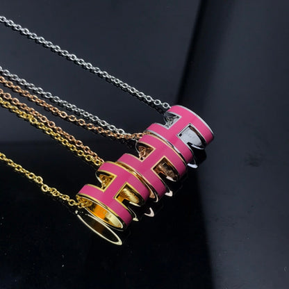 [Stars Jewelry]H NECKLACE PINK