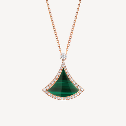 [Stars Jewelry]DREAM MALACHITE DIAMOND PAVED PINK GOLD NECKLACE