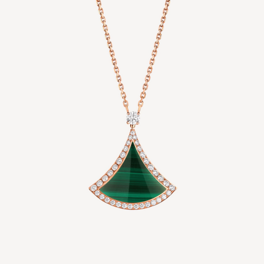 [Stars Jewelry]DREAM MALACHITE DIAMOND PAVED PINK GOLD NECKLACE