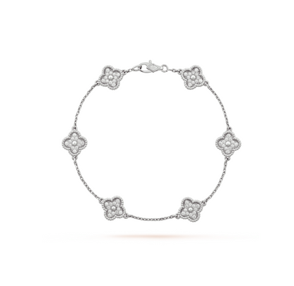 [Stars Jewelry]CLOVER 6 MOTIF SILVER DIAMOND BRACELET