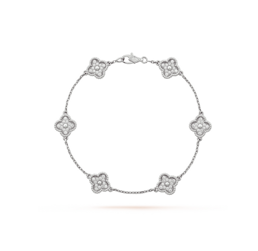 [Stars Jewelry]CLOVER 6 MOTIF SILVER DIAMOND BRACELET