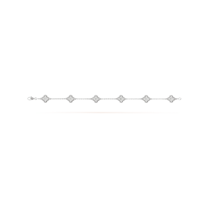 [Stars Jewelry]CLOVER 6 MOTIF SILVER DIAMOND BRACELET