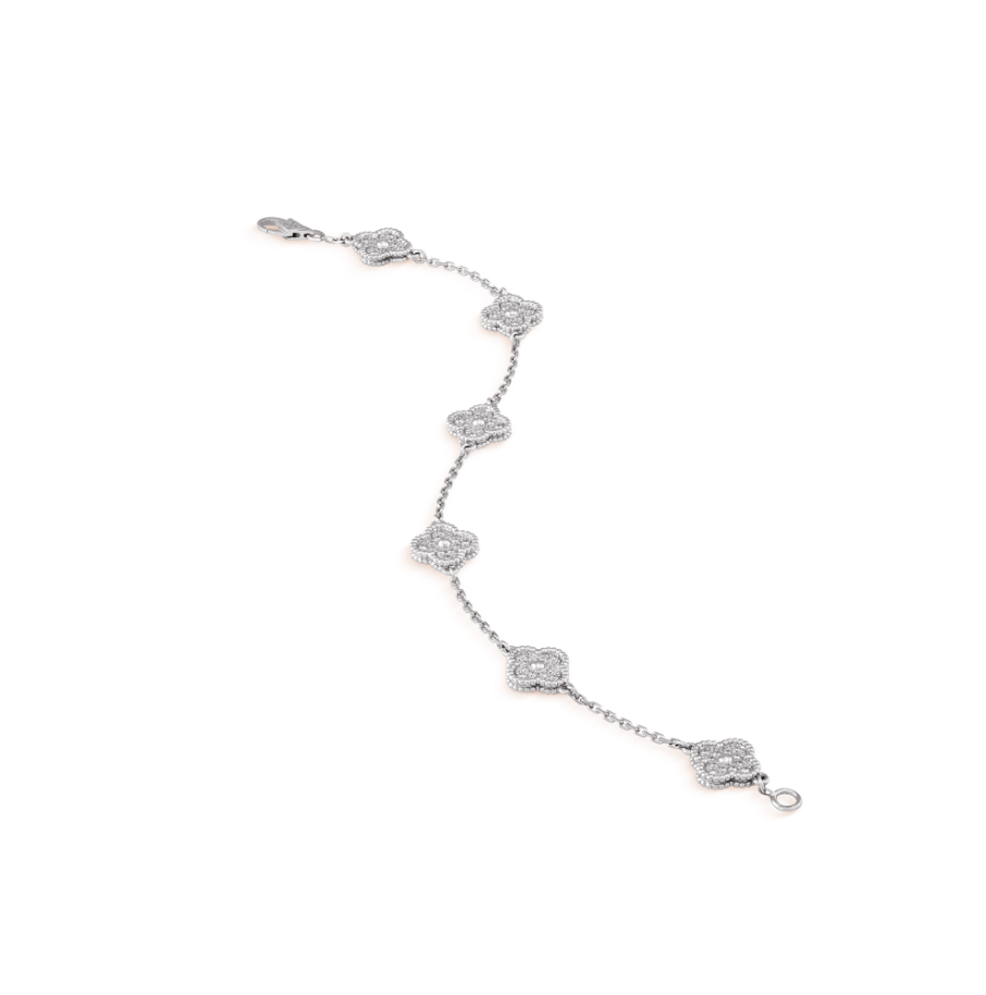 [Stars Jewelry]CLOVER 6 MOTIF SILVER DIAMOND BRACELET