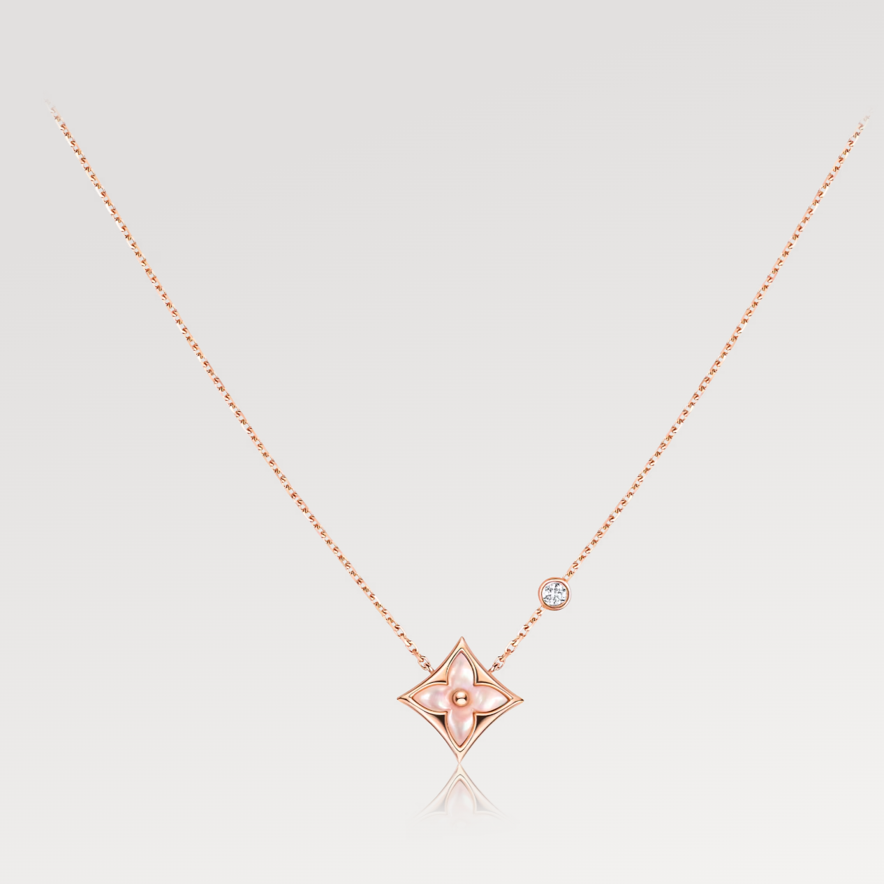 [Stars Jewelry]STAR PINK MOP 1 DIAMOND PINK GOLD NECKLACE