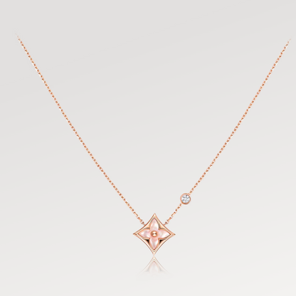 [Stars Jewelry]STAR PINK MOP 1 DIAMOND PINK GOLD NECKLACE