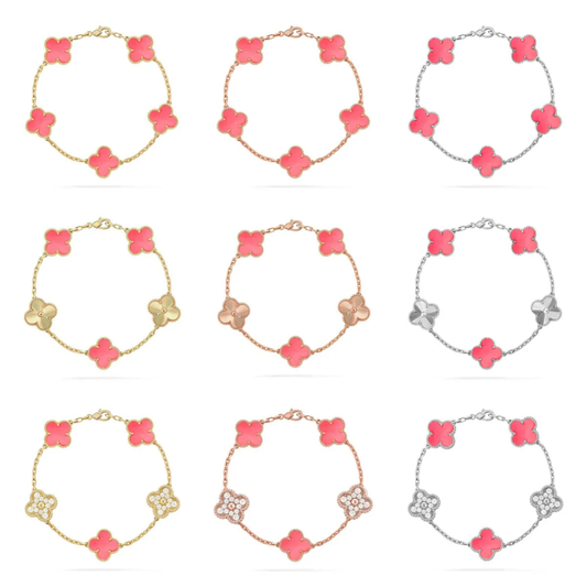 [Stars Jewelry] CLOVER 5 MOTIFS  PINK MOP BRACELET COLLECTION