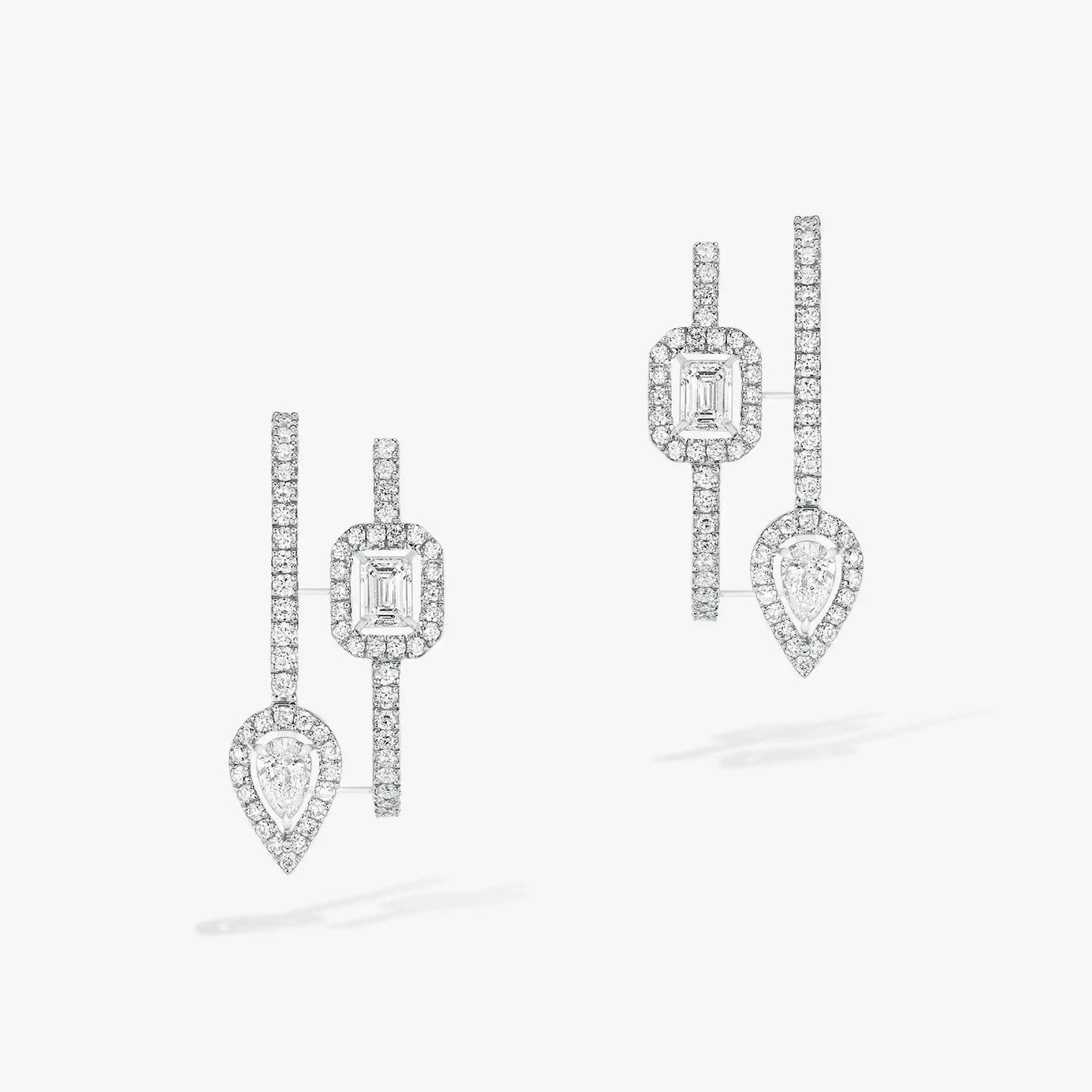 [Stars Jewelry]CREOLES MY TWIN 2 RANGS SILVER DIAMOND EARRINGS