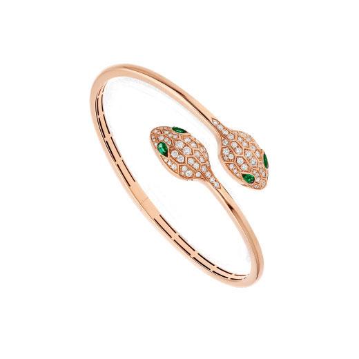 [Stars Jewelry]SERPENTI BRACELET PINK GOLD MALACHITE DIAMOND DOUBLE SNAKE