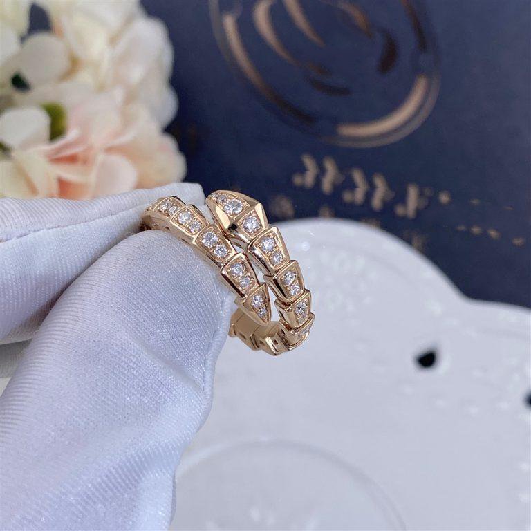 [Stars Jewelry]SERPENTI RING PINK GOLD DIAMOND PAVED 4MM