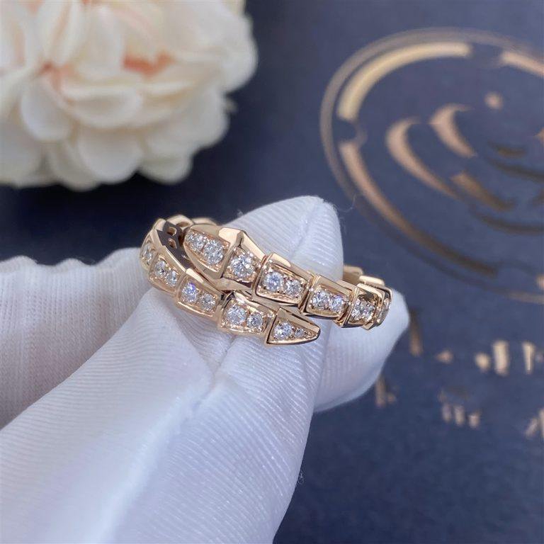 [Stars Jewelry]SERPENTI RING PINK GOLD DIAMOND PAVED 4MM